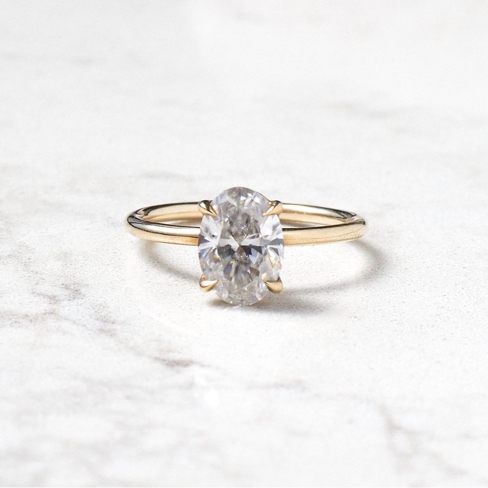 2 ct Moissanite Engagement Ring 14K Solid Gold Band Oval 6 3/4 6.75